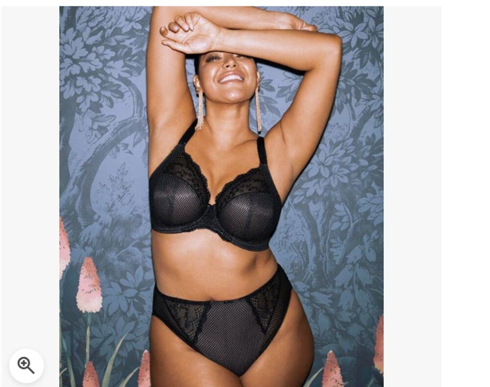 Elomi Bra Charlie Side Support Underwire Black Lace Unlined EL4382BLK Size 36I
